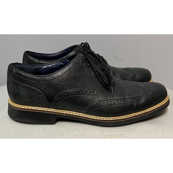 Cole Haan Black Wingtip Oxford Leather Shoes Lace Up Morris Size‎ 8M C11233 - Picture 2 of 12